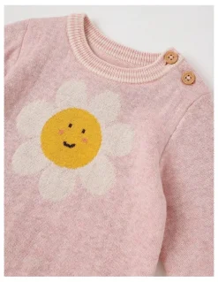 Jack & Milly Naturals Newborn Sammy Knit Bunny Top & Bottom Set in Pink