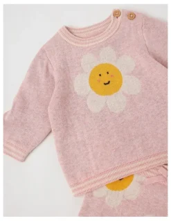 Jack & Milly Naturals Newborn Sammy Knit Bunny Top & Bottom Set in Pink