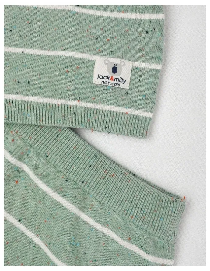 Jack & Milly Naturals Rusty Knitted Top & Bottom Set with Koala Embroidery in Sage
