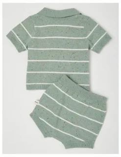 Jack & Milly Naturals Rusty Knitted Top & Bottom Set with Koala Embroidery in Sage