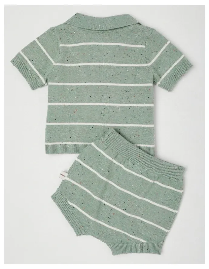 Jack & Milly Naturals Rusty Knitted Top & Bottom Set with Koala Embroidery in Sage