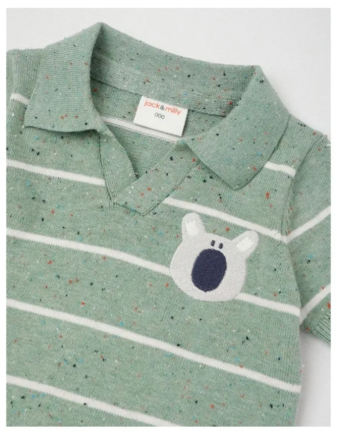 Jack & Milly Naturals Rusty Knitted Top & Bottom Set with Koala Embroidery in Sage
