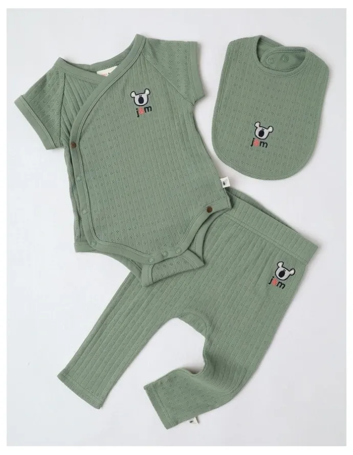 Jack & Milly Newborn Baby Embroidered Pointelle Gift Set in Sage
