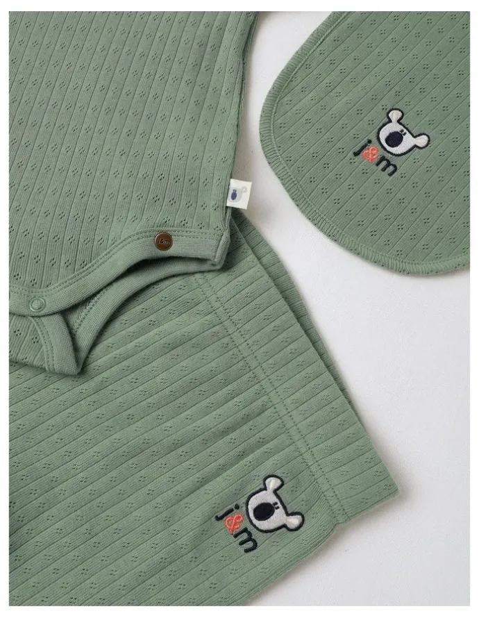 Jack & Milly Newborn Baby Embroidered Pointelle Gift Set in Sage