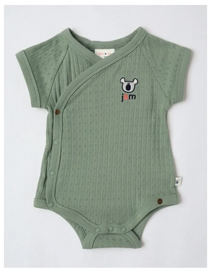 Jack & Milly Newborn Baby Embroidered Pointelle Gift Set in Sage