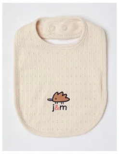 Jack & Milly Newborn Baby Embroidered Pointelle Gift Set in Oatmeal