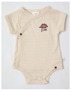 Jack & Milly Newborn Baby Embroidered Pointelle Gift Set in Oatmeal