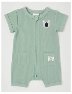 Jack & Milly Newborn Naturals River 2 Pack Romper Set in Sage
