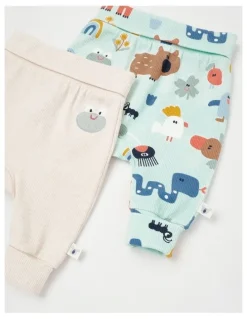 Jack & Milly Newborn Naturals Sunny 2 Pack Legging Set in Oat Marle