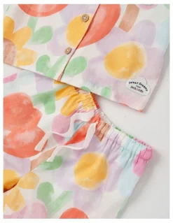 Jack & Milly Nina Woven Pyjama Set in Watercolour Floral Print