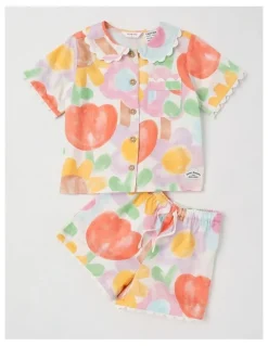 Jack & Milly Nina Woven Pyjama Set in Watercolour Floral Print