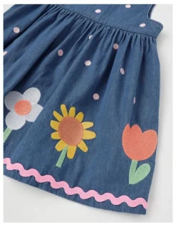 Jack & Milly Noni Chambray Dress with Ric Rac Trim in Denim