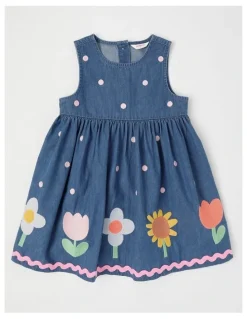 Jack & Milly Noni Chambray Dress with Ric Rac Trim in Denim