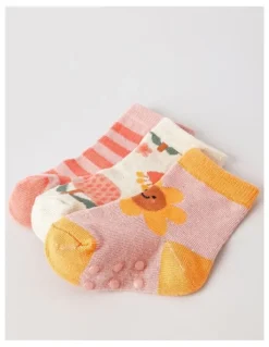 Jack & Milly 3 Pack Daisy Socks Newborn in Pink