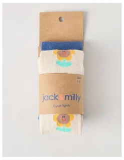 Jack & Milly 2 Pack Sunflower Tights in Oat Marle