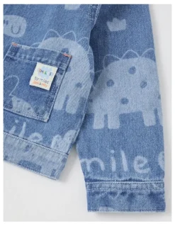 Jack & Milly Paddy Laser Print Dinos Denim Workwear Jacket in Blue
