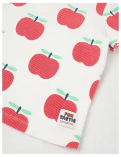 Jack & Milly Pheoebe Rib Top in Apple Print in Cream