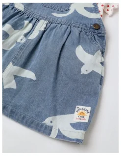 Jack & Milly Queenie Denim Discharge Pinny and Tee Set in Denim