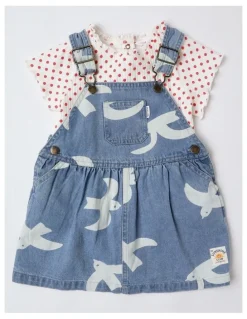 Jack & Milly Queenie Denim Discharge Pinny and Tee Set in Denim