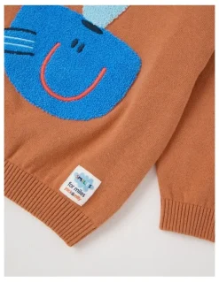 Jack & Milly Rex Knitted Jumper with Whale Boucle in Brown