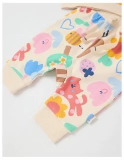 Jack & Milly Ricky Fleece Tracksuit Set with In My Garden Print in Oat Marle