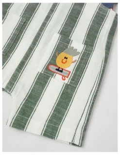 Jack & Milly Roy Striped Overall & Tee Set in Surfarama Print in Green