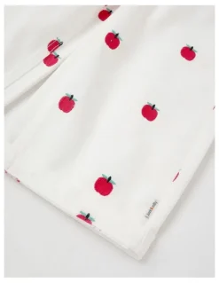 Jack & Milly Sadie Wide Leg Pant with Apple Embroidery in White