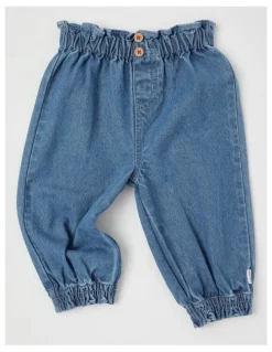 Jack & Milly Scout Strawberry Print Top and Denim Pant Set in Pink