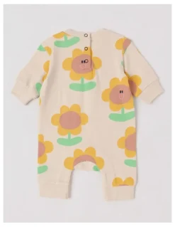 Jack & Milly Spider French Terry Romper with Sunny Print in Oatmeal