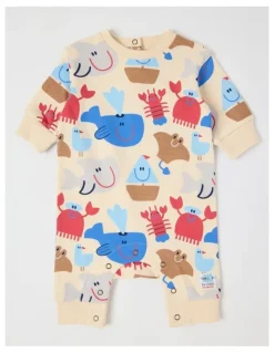 Jack & Milly Spider French Terry Romper with Nautical Print in Oatmeal
