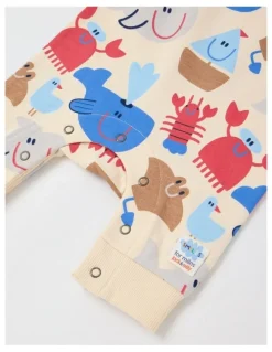 Jack & Milly Spider French Terry Romper with Nautical Print in Oatmeal