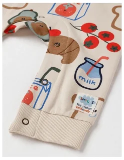 Jack & Milly Spider French Terry Romper with Breaky Print in Oatmeal
