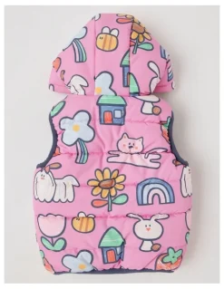 Jack & Milly Sydney Reversible Recycled Puffer Vest with My Favourite Things Print