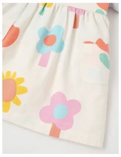 Jack & Milly Tansy Pinny Dress And Rib Top Set in Happy Flower Print in Cream