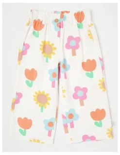 Jack & Milly Willow Peplem Top & Pant Set in Happy Flower Print in Cream