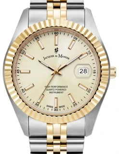 Jacques Du Manoir Swiss Inspiration Business Date Two Tone, Gold Dial Watch