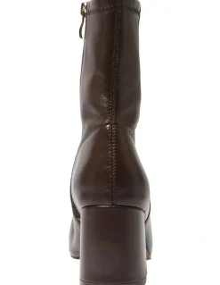 Jane Debster Lantana Leather Boots in Chocolate Stretch