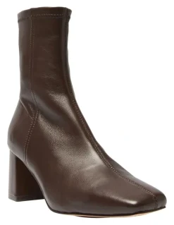 Jane Debster Lantana Leather Boots in Chocolate Stretch