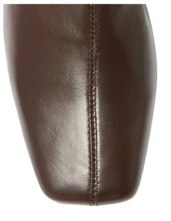 Jane Debster Lantana Leather Boots in Chocolate Stretch