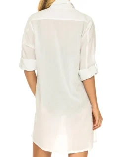Jantzen Classic Cotton Rolled Sleeve Longline Shirt White