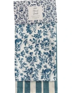 J.Elliot Home Floral Sonata Tea Towel 2 Pack in Blue
