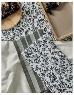 J.Elliot Home Floral Sonata Tea Towel 2 Pack in Charcoal