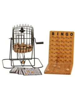 Jenjo Bingo 75 Player Set With Metal Cage & Wooden Scoreboard