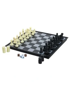Jenjo 3 in 1 Magnetic Chess, Checkers & Backgammom Foldable Board Game