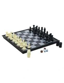 Jenjo 3 in 1 Magnetic Chess, Checkers & Backgammom Foldable Board Game