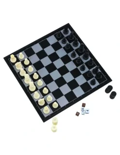Jenjo 3 in 1 Magnetic Chess, Checkers & Backgammom Foldable Board Game