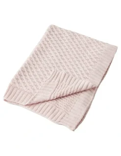Jiggle & Giggle Cotton Basket Weave Knit Blanket in Pink