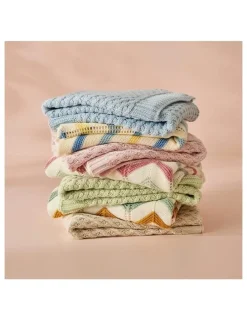 Jiggle & Giggle Cotton Basket Weave Knit Blanket in Pink
