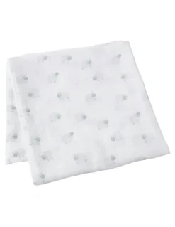 Jiggle & Giggle Cotton In the Meadow Muslin Wrap Blanket in White