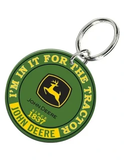 John Deere Custom Round Shape Key Ring/Chain Tractor Premium in Acylic Green
